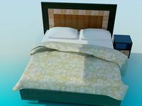 3D Model Bed with cupboard