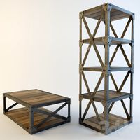 Halo Scaffolding Narrow Bookcase and Coffee Table