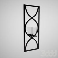 Black Metal Swirl Design with Glass Hurricane