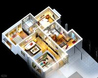 Living room 098 - A complete home scenes.3d model