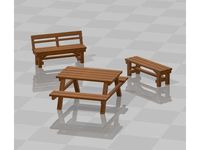 Park bench set H0 scale by Enely