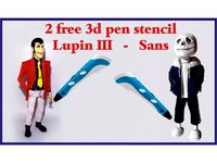 3d pen stencil Lupin III & Sans from Undertale by 3dpenworks