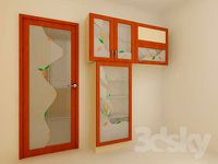 The doors in the kitchen with handmade stained glass