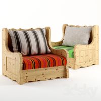 Chair of the pines in the Moroccan carpets / Pine Armchair