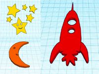 Stars, Moon & Rocket (fluorescent space for kids) by dixi1989