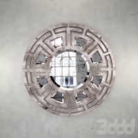 Aztec Hollywood Regency Gold Leaf Circular Pattern Wall Mirror