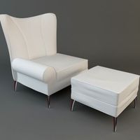 White Chair Ottoman3d model