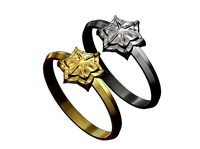 6 Leaf Corola Flower Rosette Ring | 3D