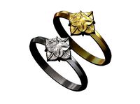 4 Leaf Corola Flower Rosette Ring | 3D