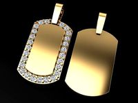 Dainty Diamond Dogtag ID Bar Pendant | 3D