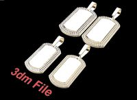 Diamond ID Bar Dogtag Pendant Mix Size | 3D