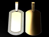 Diamond ID Bar Dogtag Pendant | 3D