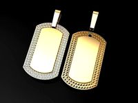 Diamond ID Bar Dogtag Pendant Large | 3D