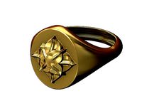 Corola Flower Rosette Oval  signet ring  | 3D
