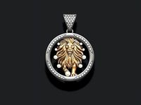 Horoscope Lion pendant with gems | 3D