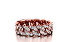 DIAMOND Cuban Link Chain Ring Stackble Ring 7mm wide 21mm SIZE | 3D