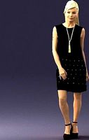 Blonde in a black dress 0360 3D Print Ready | 3D