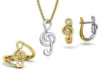 Musical Note Collection RING EARRING NECKLACE with DISCOUNT | 3D