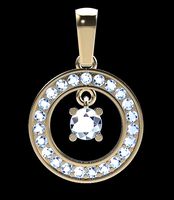 Dainty Diamond Dangle Pendant | 3D