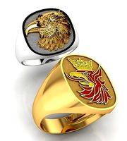 mens ring with eagle head two options    | 3D