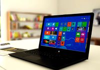 sony vaio laptop with interior archviz room design