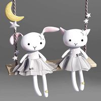 Realistic Baby Plush Toy- Kitten and Bunny Animal Swing