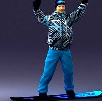 Man in a bright suit on a snowboard 0300 3D Print Ready | 3D