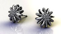Starburst Earring with Diamonds size 10 mm | 3D