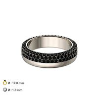 N009 Wedding band black diamonds | 3D