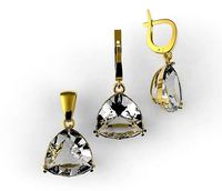 earrings and pendant whith trillion | 3D