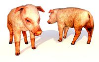 Low-Poly Pig Male Rigged 3D model