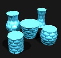 Cups and vases - bumpy surface | 3D
