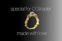 SOLITARE DIAMOND RING WITH GEMS  | 3D