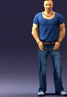 Strong man in a blue t-shirt and jeans 0090 3D Print Ready | 3D