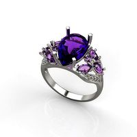 Women ring with gem pear cut 12x8 3dm stl  | 3D