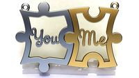 Valentine Puzzle Pieces You and Me Pendant | 3D