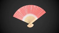 Spotty Red Wooden Handheld Fan