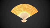 Spotty Orange Wooden Handheld Fan
