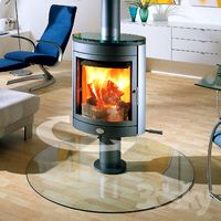 Fireplace in the center of the room
