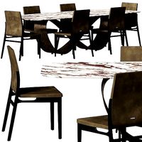 Cattelan Italia Butterfly Keramik and Ginevra Chair Dining Set
