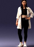 Fashionable girl in white raincoat 0427 3D Print Ready | 3D