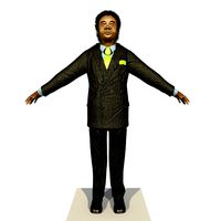 Rigged Businessman African American Dark Suit With Alpha Hair