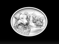Border Collie with sheep pendant 3dprint model | 3D