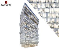 Modern office building 05 at night with interiors