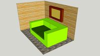 Room Coner With Green Sofa and a Painting