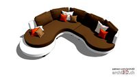 Italian sofa with meridienne and platform