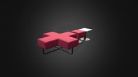 Purple Poufs and Coffee Table