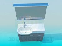 3D Model Washbasin with pedestal