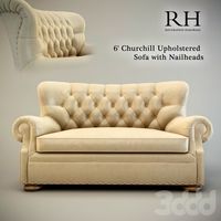 6' Churchill Upholstered Sofa with Nailheads