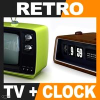 Retro Sytle Television Set and Radio Alarm Flip Clock3d model